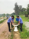 Chi đoàn 6FF18 tải ứng dụng huyện Hàm Yên tham gia công tác vệ sinh môi trường.